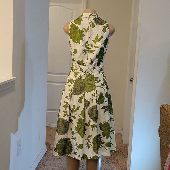 JESSICA HOWARD 50' STYLE SPRING SLEEVELESS FLORAL COLLARED DEEP V-NECK DRESS - Picture 8 of 16